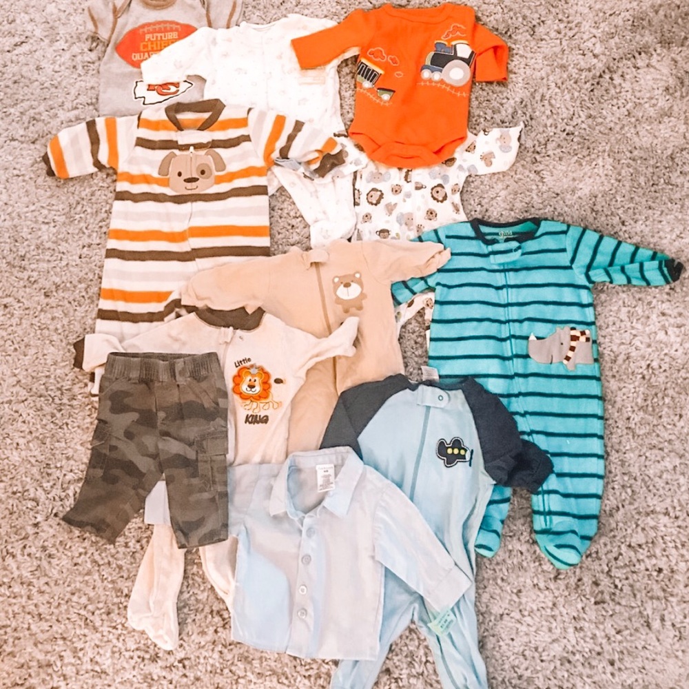 Newborn/0-3 month baby boy onesies lot